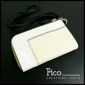 新品 定価11,000円 fico フィーコ ミニ財布 ミニウォレット 小銭入れ イタリアンレザーx帆布 メンズ 【B1240】