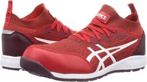 【TH-2464】未使用 ASICS アシックス ウィンジョブ 安全靴 24.5cm FIERY RED/WHITE