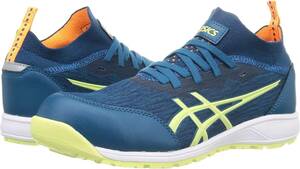 【TH-2465】未使用 ASICS アシックス ウィンジョブ 安全靴 25.0cm DEEP SEA TEAL/GLOW TELLOW