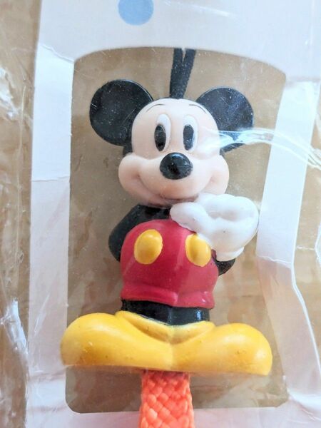 未使用 Disney ディズニー エンタープライズ MICKY MOUSE ミッキーマウス 携帯ストラップ ホルダー 蛍光オレンジ