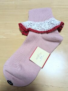 レディース　靴下　ピンク　レース　フリル　（株）ダン　靴下屋　HOME MADE SOCKS　日本製