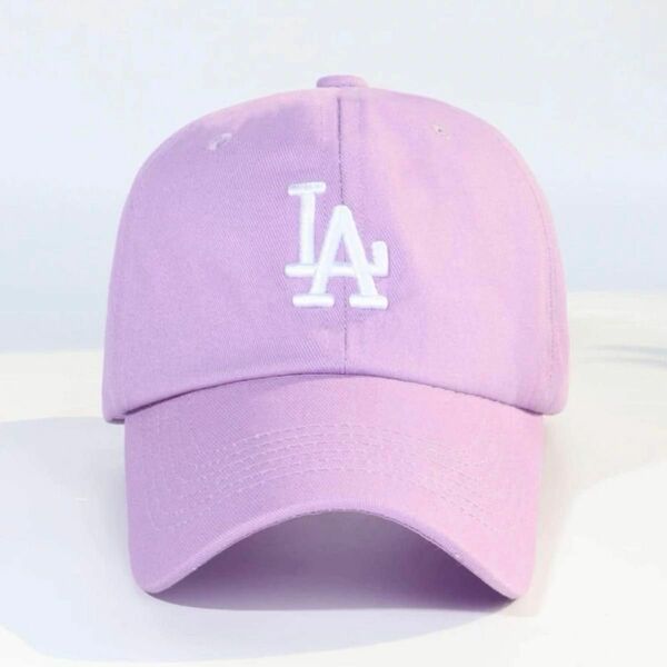 新品 LA キャップ パープル 帽子 FREE MLB