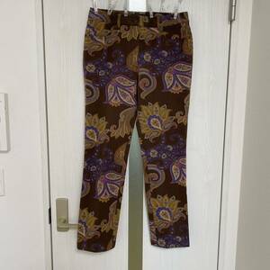 ETRO エトロ パンツ ストレートパンツ ペイズリー柄 花柄 総柄 フルレングス 茶色 ブラウン 紫 パープル