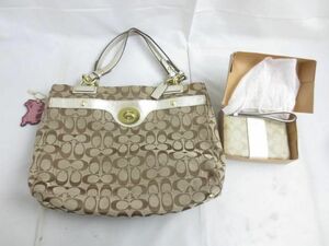 良品 コーチ COACH シグネチャー トートバッグ F16537/リストレット F58035/チャーム ネズミ 3点 鞄 バッグ レディー