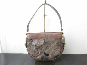 美品 コーチ COACH ショルダーバッグ 41886 キャンバス×レザー シグネチャー ブラウン系 レディース