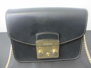 中古 フルラ FURLA メトロポリス チェーンショルダーバッグ レザー ブラック 鞄 バッグ