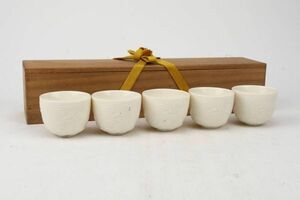 【氷】中国美術 清代 徳化窯 花文 白磁 煎茶碗 五客 煎茶道具 CJ664