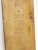 GUCCI グッチ レザー ベルト インターロッキングG グッチシマ GG柄 411924 表記サイズ85・34 黒 シルバー色 _画像7