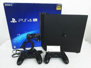 SONY PS4 Pro PlayStation4 CUH-7200B ジェットブラック コントローラー2点 箱付 初期化済み ハードディスク交換済 現状品 ★2776