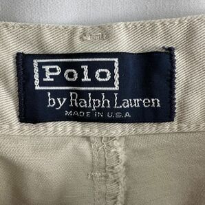 USA製 90s Polo by Ralph Lauren コットン 2タック チノ スラックス W33×L28 ワイド パンツ チノパン ポロ ラルフローレン 80s ビンテージの画像2