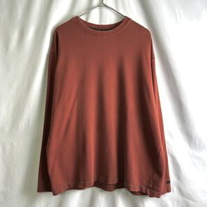 90s Columbia スウェット カットソー L エンジ ステッチデザイン コットン レンガ色 コロンビア 00s オールド ビンテージ