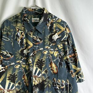 90s reyn spooner コットン ボックス アロハ シャツ XL ハワイアン ポロシャツ レインスプーナー 70s 80s ビンテージ