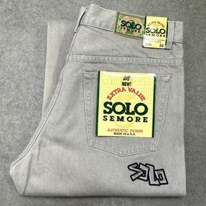 デッドストック 90s SOLO SEMORE バギー デニム パンツ W36 グレー USA製 ワイド ソロ Interstate JNCO 80s 00s オールド ビンテージ