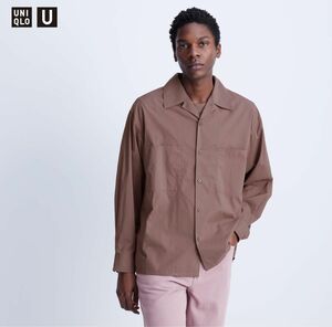 UNIQLO U ユニクロU オープンカラーシャツ Sサイズ ブラウンY0217