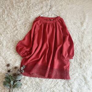 ② hareiro is Ray ro race volume sleeve gya The - pull over blouse large size LL