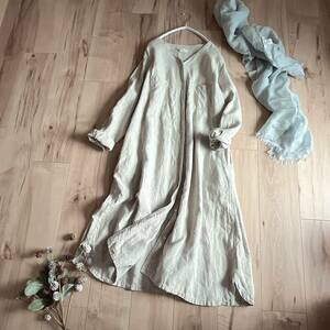 ⑤ earth eko Logo earth eco loco лен linen100 перо тканый over пальто One-piece M