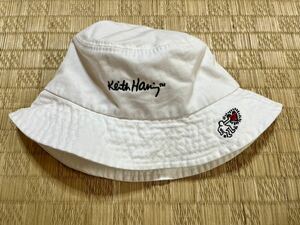 1回着用キースへリングハット 白 keith haring バケットハット キャップ ハンチング 帽子 ステューシー ポロラルフローレン STUSSY HAT 