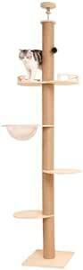 PETTIFUL cat tower .. trim wooden large cat cotton cord slim tree .. many head .. cat tree sinia...