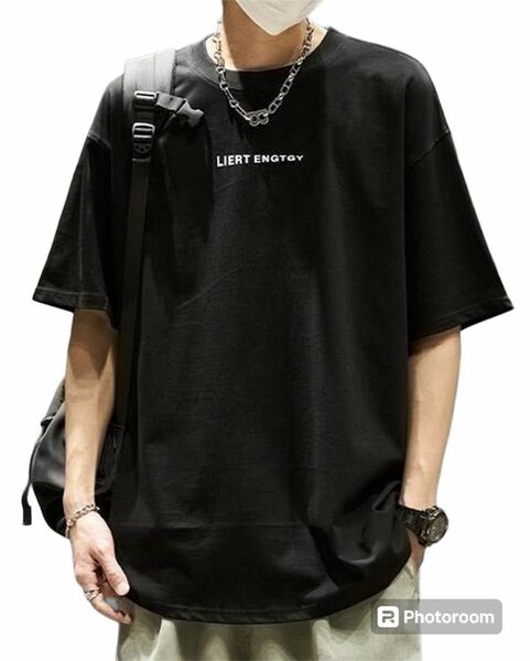 【美品】黒T　M サイズ ロゴT Tシャツ 半袖 メンズ トップス カジュアル ブラック 