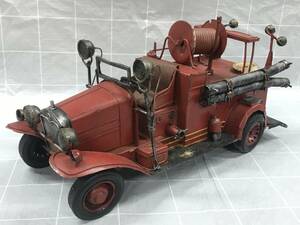  tin plate american fire-engine retro antique Vintage tin plate model hobby toy minicar interior objet d'art hobby collector 