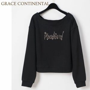 価格24,200円 GRACE CONTINENTAL グレースコンチネンタル ドルマンロゴカットトップ コットン カットソー 黒 A5436