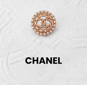 【CHANEL】ヴィンテージ　ボタン　ブローチ　ゴールド　パール