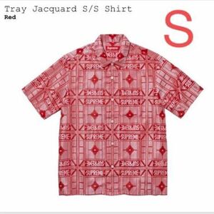 S 送料無料 国内正規品 Supreme Tray Jacquard S/S Shirt red 半袖 Yシャツ 