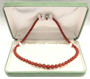 1 jpy start SILVER red .. necklace approximately 45cm accessory coral secondhand goods 