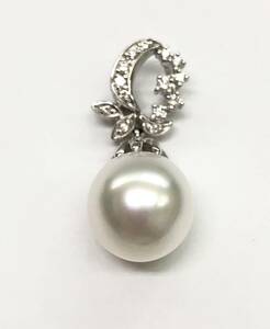 1 jpy start Pt900 south . pearl approximately 12mm. diamond 0.18ct pendant top gross weight approximately 6.1g precious metal platinum secondhand goods storage goods 