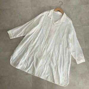 *[ beautiful goods ]. beautiful group ..gngendou cotton 100% cotton gauze tunic shirt / lady's / made in Japan / for lady / white 