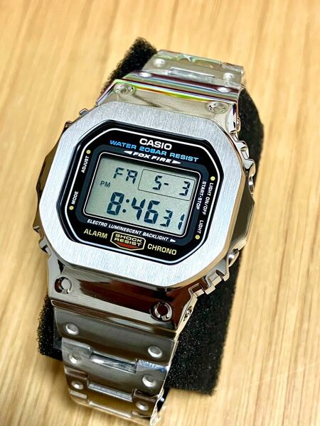 新品 フルメタル CASIO カシオ G-SHOCK GショックDW-5600E カスタム デジタル腕時計 ステンレス