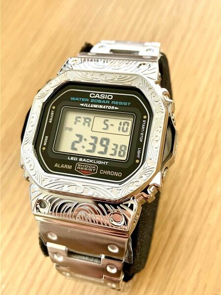 新品 フルメタル CASIO カシオ G-SHOCK GショックDW-5600UE カスタム デジタル腕時計 ステンレス