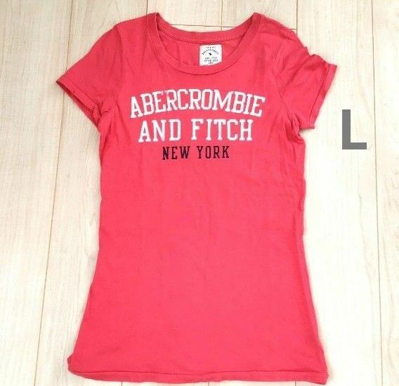 Abercrombie＆Fitch サイズL アバクロプリントTシャツ 赤系サーモンピンク