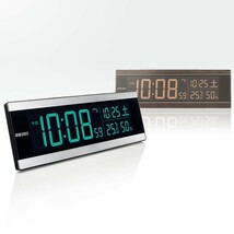 セイコー クロック シリーズC3 電波 目覚し時計 DL306S アラーム 温湿度表示 銀色ヘアライン模様 シルバー系 デジタル 温度計 湿度計_画像4