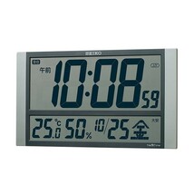 セイコー クロック ネクスタイム 電波 掛置兼用時計 ZS450S 温湿度表示付 銀色メタリック塗装 デジタル SEIKO CLOCK 温度計 湿度計_画像1