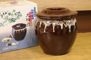 陶器製 保存容器 蓋付 丸壺 直径23cm 3号 丸梅壺 飲食物容器 保存容器 蓋付 かめ 瓶 壺 漬物容器 味漬多 イシガキ産業 ZA454