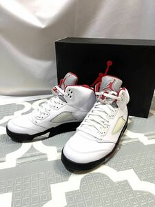 NIKE AIR JORDAN 5 RETRO ナイキ エアジョーダン5 レトロ ホワイト ファイヤーレッド 28cm 新品未使用 136027-100