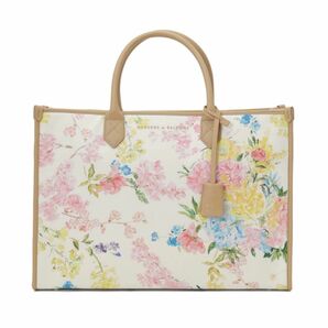 BORDERS at BALCONYレザー切替 トートバッグ FLOWER TOTE 花柄