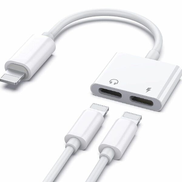 2023最新型MFi 認証品　iphone 充電 イヤホン iphone 二股ケーブル イヤホン 充電 2in1 通話可能