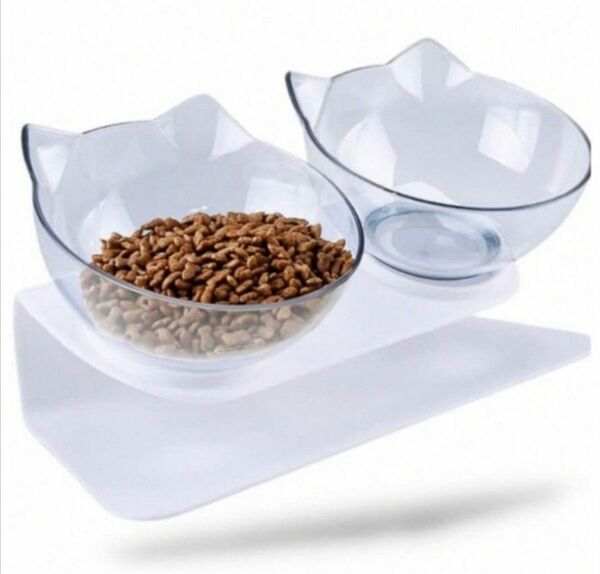 猫 エサ フードボウル 水飲み器 皿 アクリル 透明 エサ台 ペット食器 お手入れ簡単 クリア