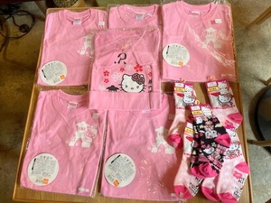 未使用 未開封品 サンリオ　ハローキティ 金沢限定靴下5足　Tシャツ 100サイズ×4　110サイズ×2　6枚まとめて　E/　大量　子供服　キッズ