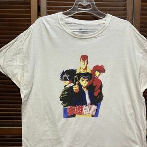 1スタ 再落無し AGOR 白 アニメ Tシャツ 幽遊白書 昭和 レトロ キャラ 90s 00s ビンテージ アメリカ 古着 ベール 卸 仕入れ