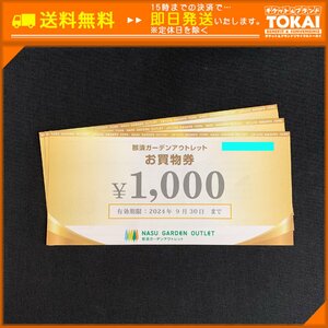 TH2g [送料無料] 那須ガーデンアウトレット お買物券 1,000円 ×3枚 計3,000円分 2024年9月30日まで