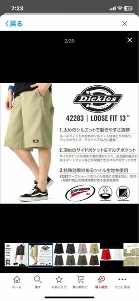 Dickies ディッキーズ 42283 ハーフパンツ ルーズフィット