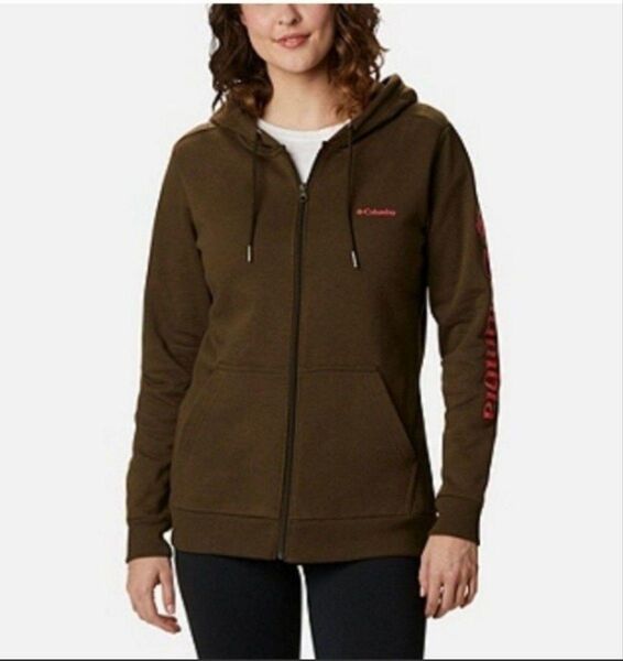 【日本未販売】Columbia コロンビア 裏起毛パーカー カーキ色 S/M