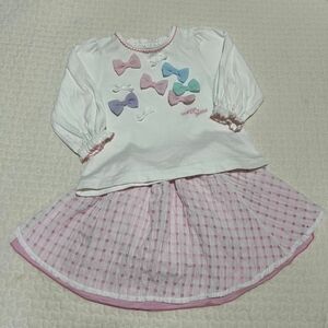 メゾピアノ　90 リボントップス　スカート　セット 女の子 子供服