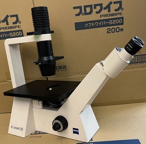  handstand type microscope |ZEISS Axiovert25| against thing lens (5×*10×) attaching 