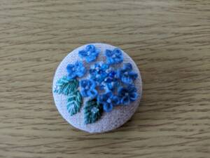 あじさい　刺繍ブローチ