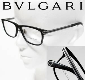 新品 ブルガリ イタリア製 モダンビーゼロワン装飾 フルリム 54□17-145 眼鏡フレーム 黒　Ｋ3685