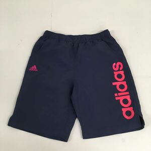 送料無料★adidas アディダス★ナイロンハーフパンツ ショートパンツ★女の子　キッズ　130 子供★ネイビーピンク#60514sjj17